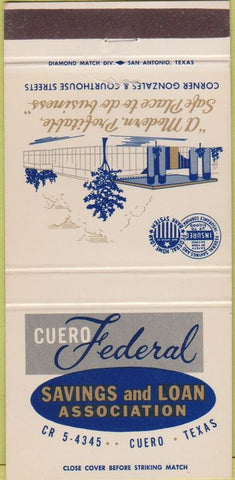 Matchbook Cover - Cuero Federal Savings Loan TX 30 Strike