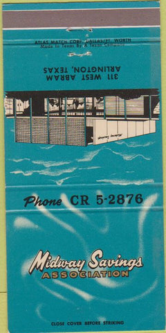 Matchbook Cover - Midway Savings Arlington TX 30 Strike
