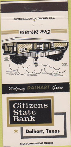 Matchbook Cover - Citizens State Bank Dalhart TX 30 Strike