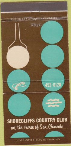 Matchbook Cover - Shorecliffs Country Club San Clemente CA 30 Strike
