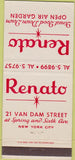 Matchbook Cover - Renato New York City 30 Strike