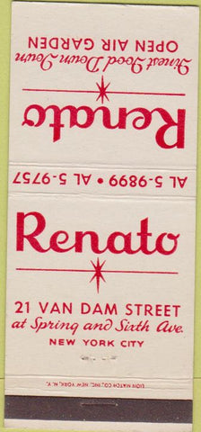 Matchbook Cover - Renato New York City 30 Strike
