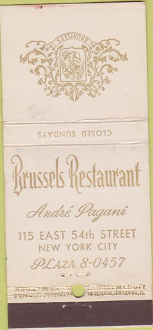 Matchbook Cover - Brussels Restaurant New York City 21 Strike Feature