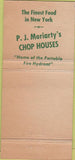 Matchbook Cover - PJ Moriarty's Chop House New York City 30 Stick