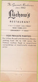 Matchbook Cover - Luchow's Restaurant New York City 30 Strike