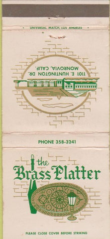 Matchbook Cover - The Brass Platter Monrovia CA WEAR 30 Strike