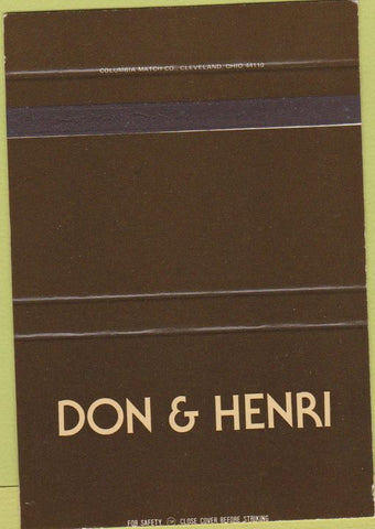 Matchbook Cover - Don  and  Henri SAMPLE 40 Strike