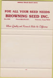 Matchbook Cover - Brownie Seeds corn Plainview TX SAMPLE 40 Strike