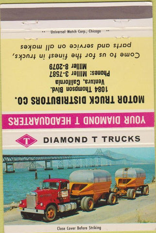 Matchbook Cover - Diamond T Trucks Ventura CA semi 40 Strike