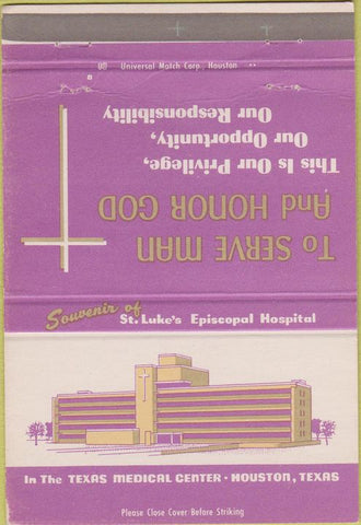 Matchbook Cover - Texas Medical Center Houston TX 40 Strike