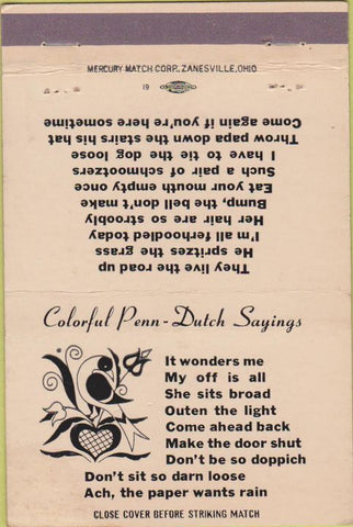 Matchbook Cover - Pennsylvania Dutch Gift Shop Allentown PA 40 Strike