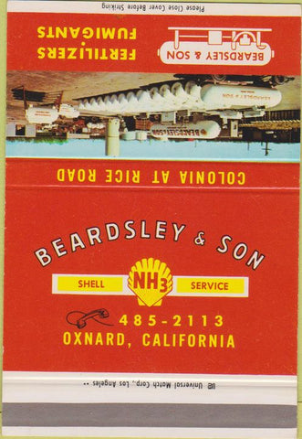 Matchbook Cover - Beardsley Son Oxnard CA Fertilizer Shell SAMPLE 40 Strike