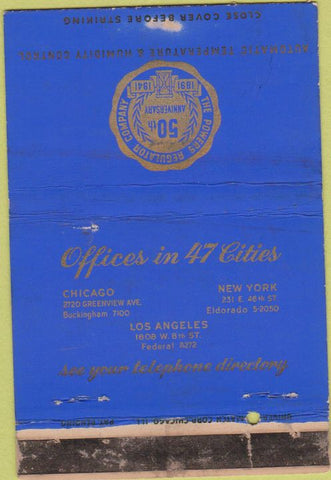 Matchbook Cover - Temperature Humidity Control Chicago WORN 40 Strike