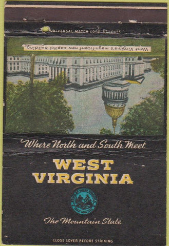 Matchbook Cover - West Virigina Capitol State Tourism cigars WV 40 Strike