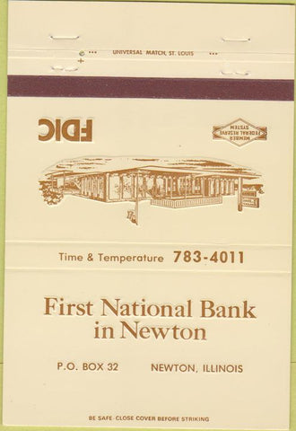 Matchbook Cover - First National Bank Newton IL 40 Strike