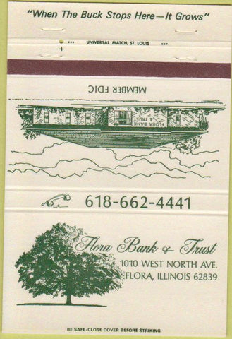 Matchbook Cover - Flora Bank Trust Flora IL 40 Strike
