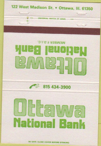 Matchbook Cover - Ottawa National Bank IL 40 Strike