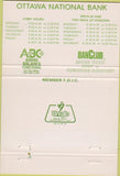 Matchbook Cover - Ottawa National Bank IL 40 Strike