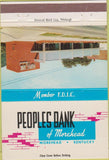 Matchbook Cover - Peoples Bank of Morehead KY 40 Strike