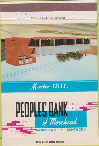 Matchbook Cover - Peoples Bank of Morehead KY 40 Strike