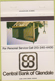 Matchbook Cover - Central Bank of Glendale CA 40 Strike