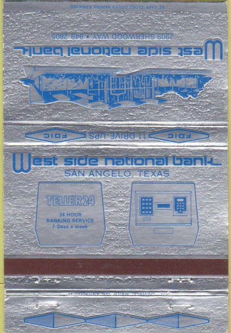 Matchbook Cover - West Side National Bank San Angelo TX 40 Strike