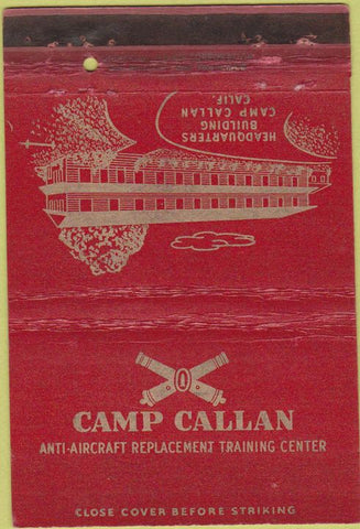 Matchbook Cover - Camp Callen CA military postcard WEAR 40 Strike
