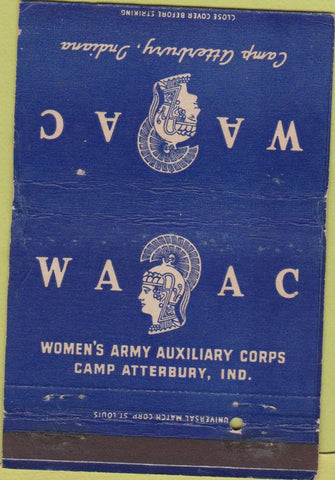 Matchbook Cover - Women's Army Aux Camp Atterbury IN WORN postcard 40 Strike