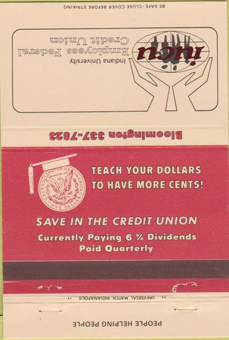 Matchbook Cover - Indiana University Employees Credit Union  40 Strike