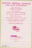 Matchbook Cover - Denton Federal Savings TX 40 Strike