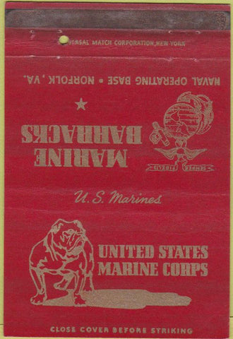 Matchbook Cover - United States Marines Norfolk VA military postcard 40 Strike