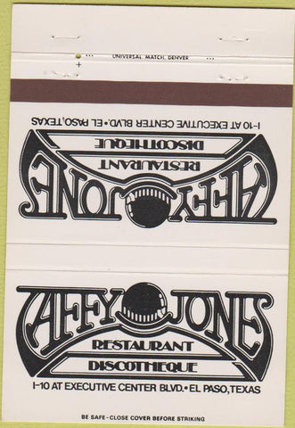 Matchbook Cover - Taffy Jones Restaurant Disco  El Paso TX 40 Strike