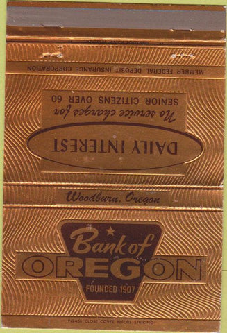 Matchbook Cover - Bank of Oregon Woodburn OR 40 Strike