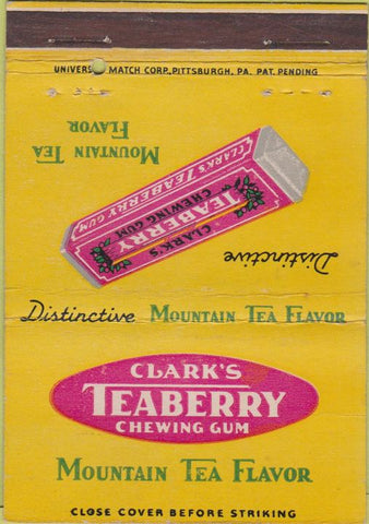 Matchbook Cover - Teaberry Chewing Gum 40 Strike