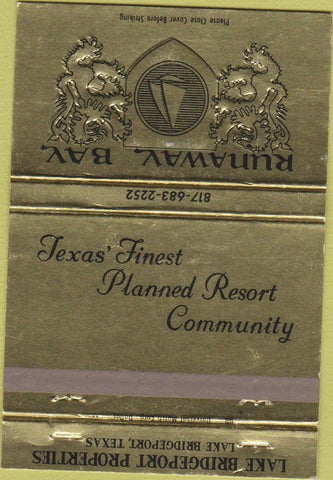 Matchbook Cover - Runaway Bay Lake Bridgeport TX WEAR 40 Strike