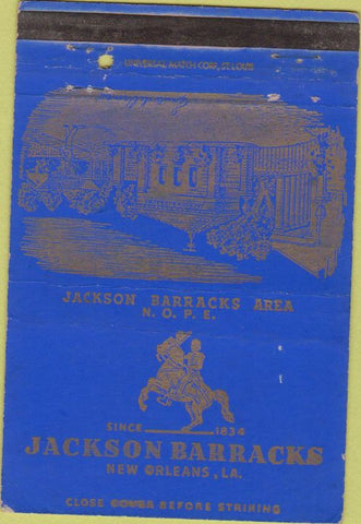 Matchbook Cover - Jackson Barracks New Orleans LA military postcard 40 Strike