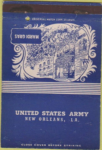 Matchbook Cover - United States Army New Orleans LA military postcard 40 Strike