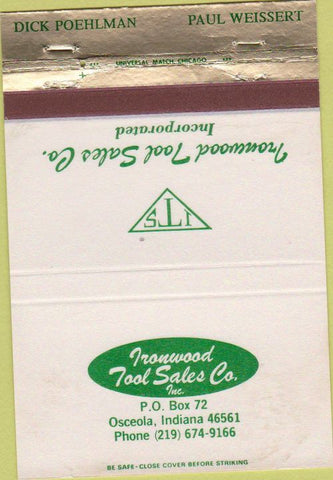 Matchbook Cover - Ironwood Tool Co Osceola IN 40 Strike