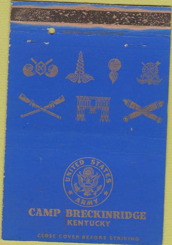 Matchbook Cover - Camp Breckinridge KY military postcard WORN 40 Strike