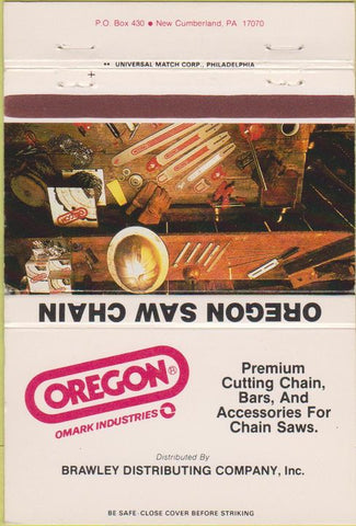 Matchbook Cover - Oregon Chain Saw Brawley Distributing 40 Strike