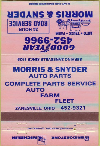 Matchbook Cover - Good Year Tires Michelin Bridgestone Zanesville OH 40 Strike