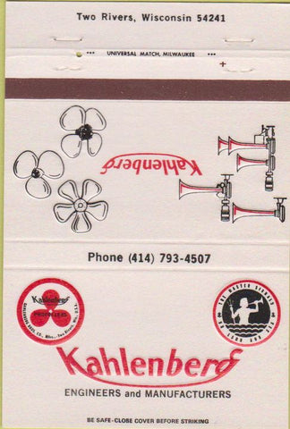 Matchbook Cover - Kahlenberg Engineers Two Rivers WI 40 Strike