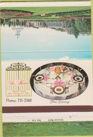 Matchbook Cover - The Manor West Orange NJ 40 Strike
