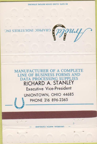 Matchbook Cover - Arnold Graphic Design Uniontown OH 40 Strike