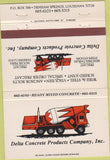 Matchbook Cover - Delta Concrete Denham Springs LA 40 Strike