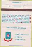 Matchbook Cover - Peninsula Steel Buffao Akron Dayton Flint Detroit 40 Strike