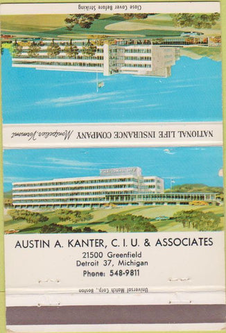 Matchbook Cover - Austin Kanter Insurance Detroit MI 40 Strike