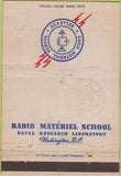 Matchbook Cover - Radio Materiel School Navy Washington DC postcard 40 Strike