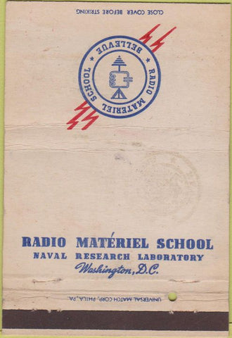 Matchbook Cover - Radio Materiel School Navy Washington DC postcard 40 Strike