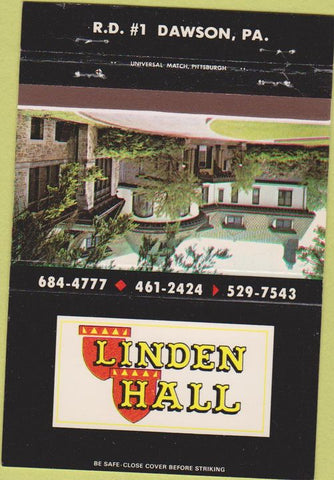 Matchbook Cover - Linden Hall Dawson PA 40 Strike